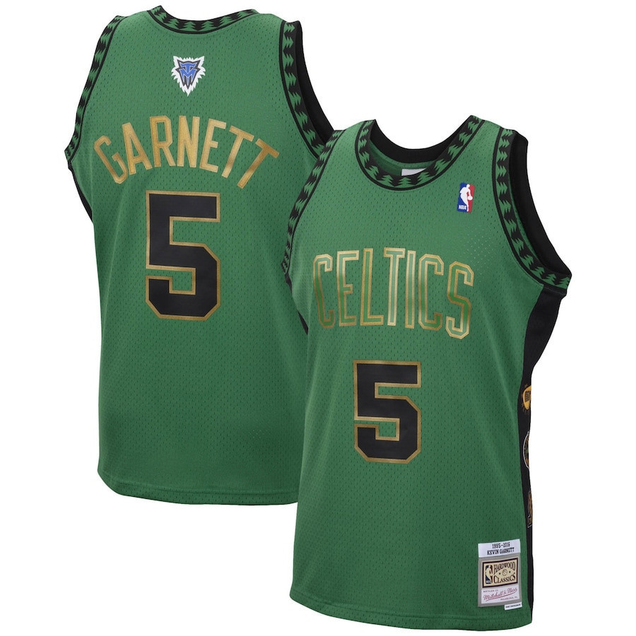 Boston Celtics Kevin Garnett 5 Hall of Fame Swingman Jersey By Mitchell & Ness - Green - Mens Jersey - JS429