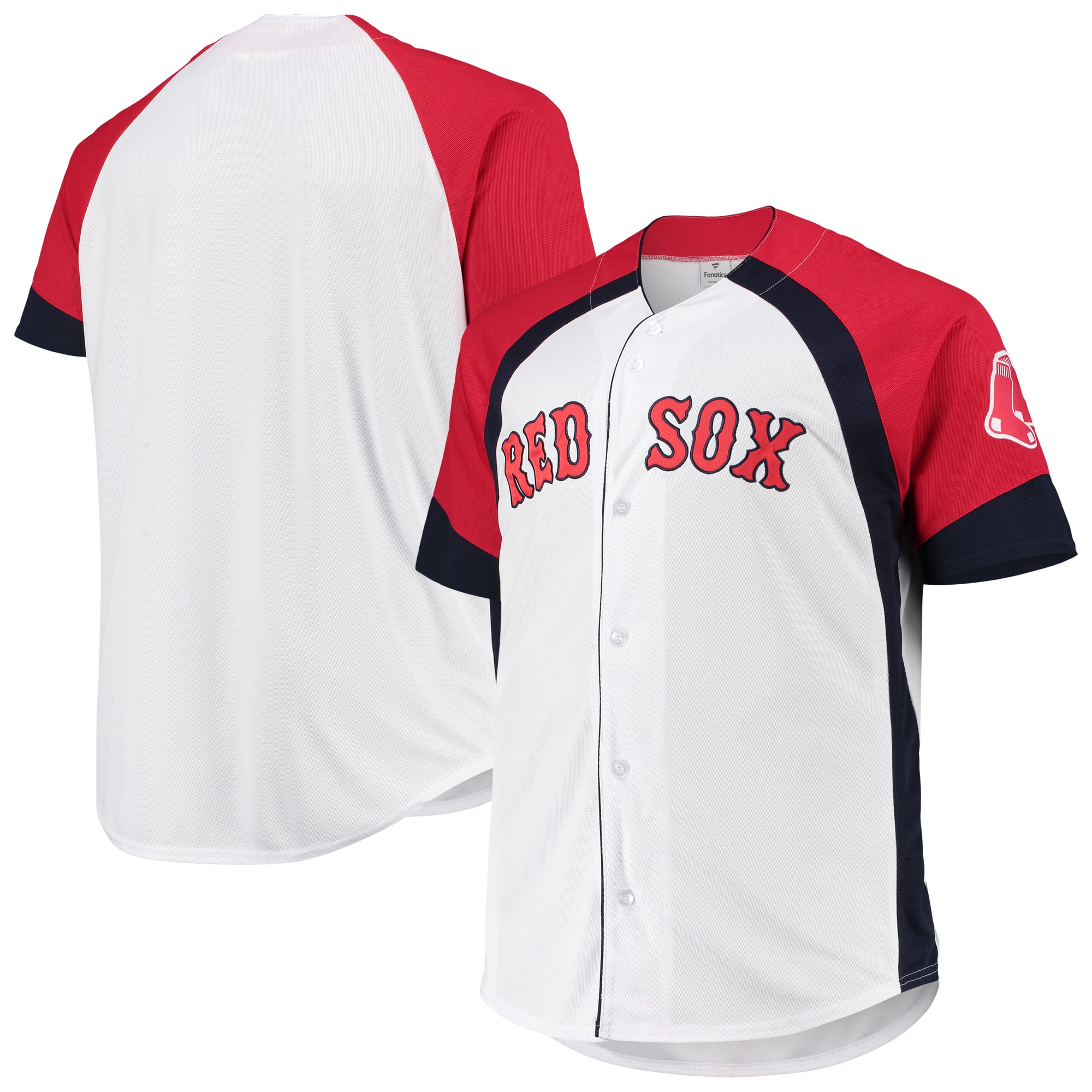 Boston Red Sox Big & Tall Colorblock Full-snap Jersey - White/navy