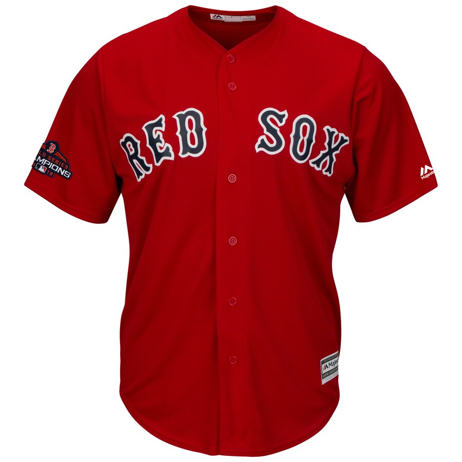 Alternative view of Boston Red Sox Majestic 2018 World Series Champions Team Logo Jersey - Scarlet