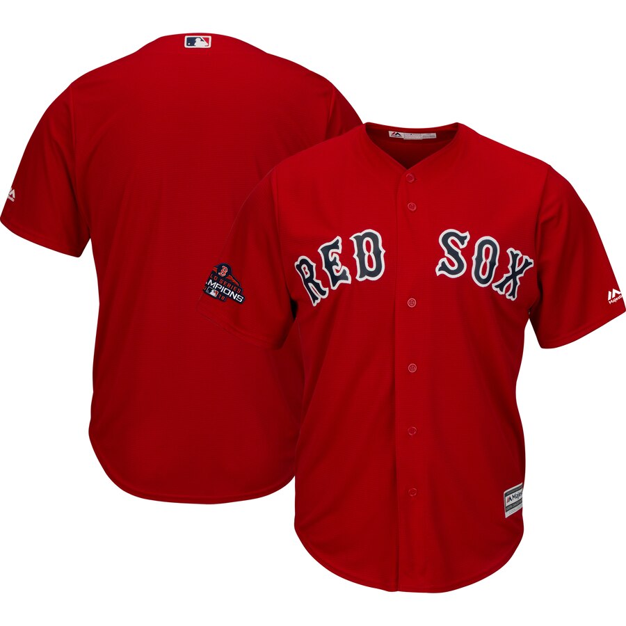 Boston Red Sox Majestic 2018 World Series Champions Team Logo Jersey - Scarlet