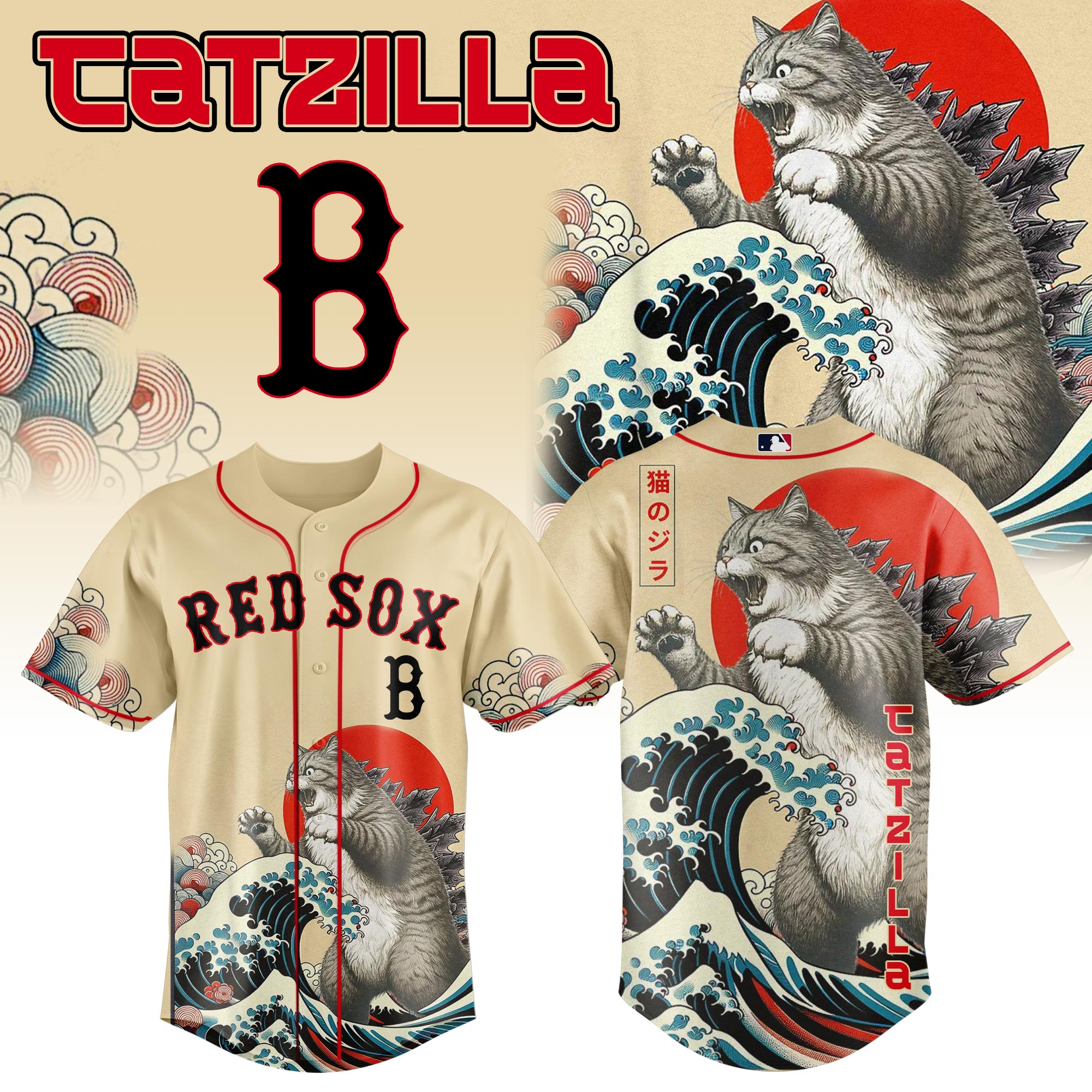 Boston Red Sox Mlb X Catzilla Style Japans Baseball Jersey