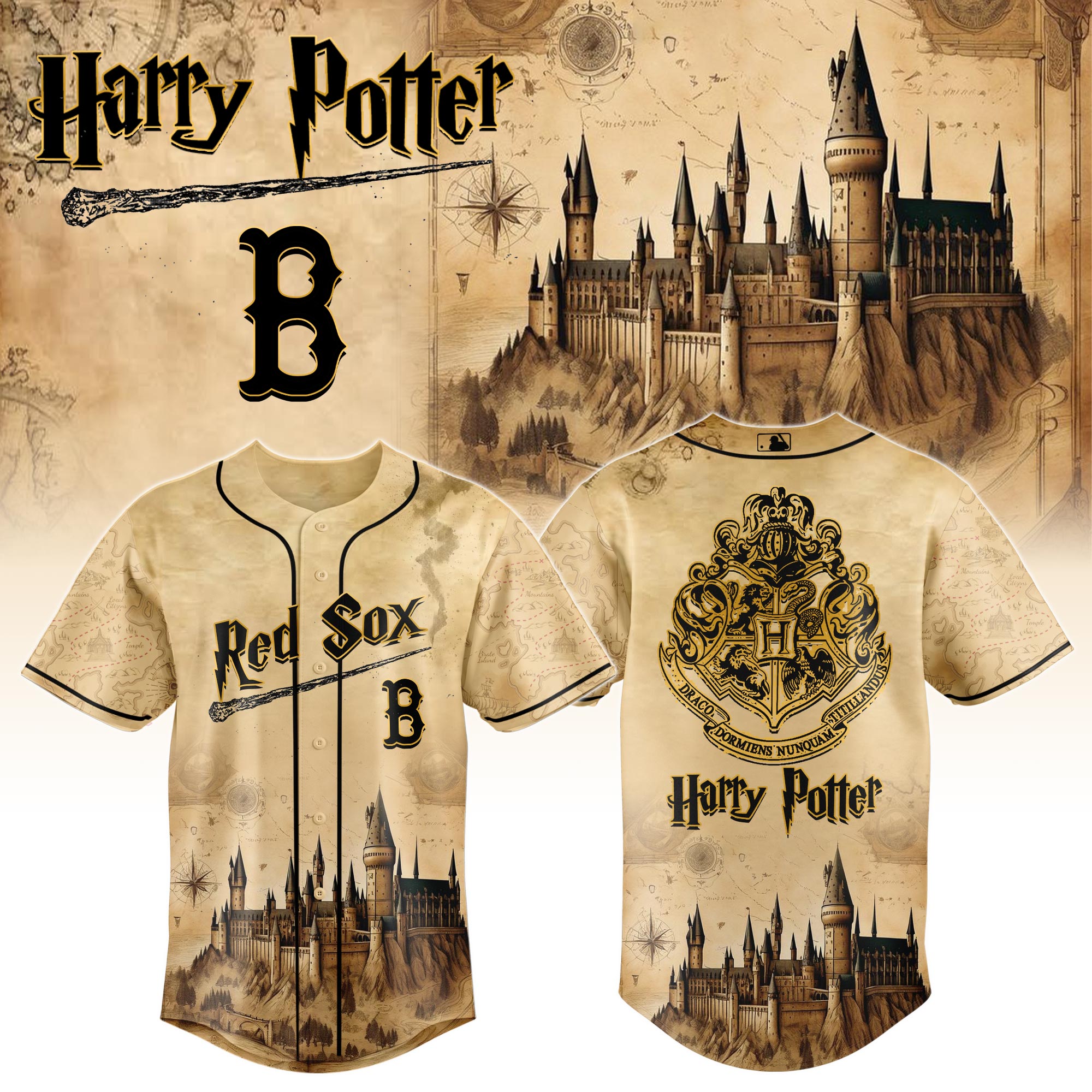 Boston Red Sox Mlb X Harry Potter Magic On The Mound Baseball Jersey