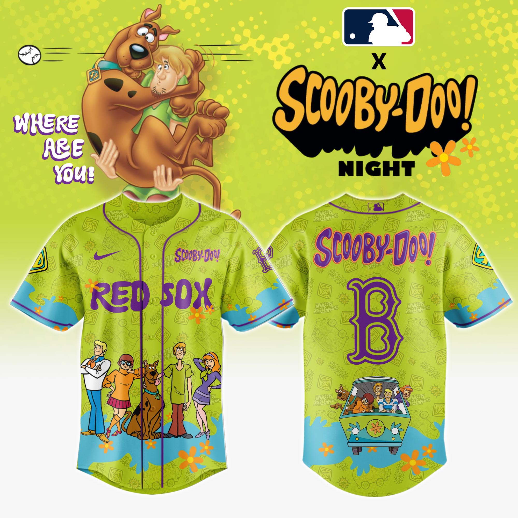Boston Red Sox Mlb X Scooby Doo Baseball Jersey