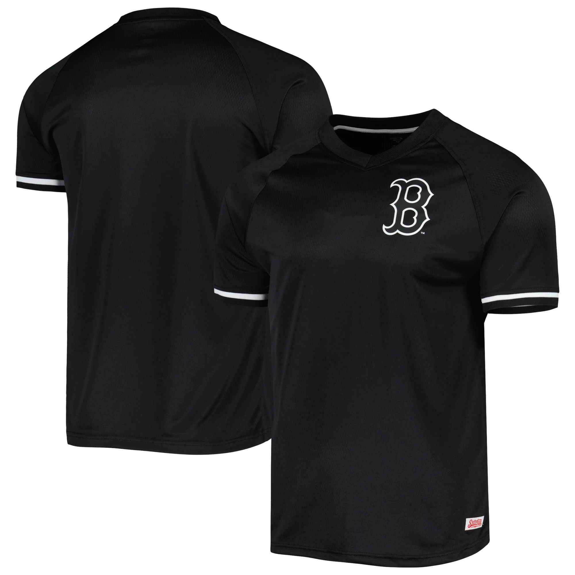 Boston Red Sox Stitches Black Raglan V-neck Jersey