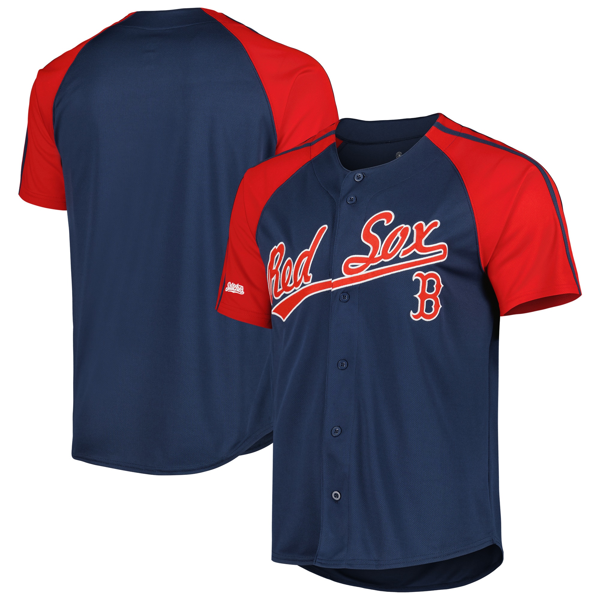 Boston Red Sox Stitches Button-down Raglan Fashion Jersey – Navy