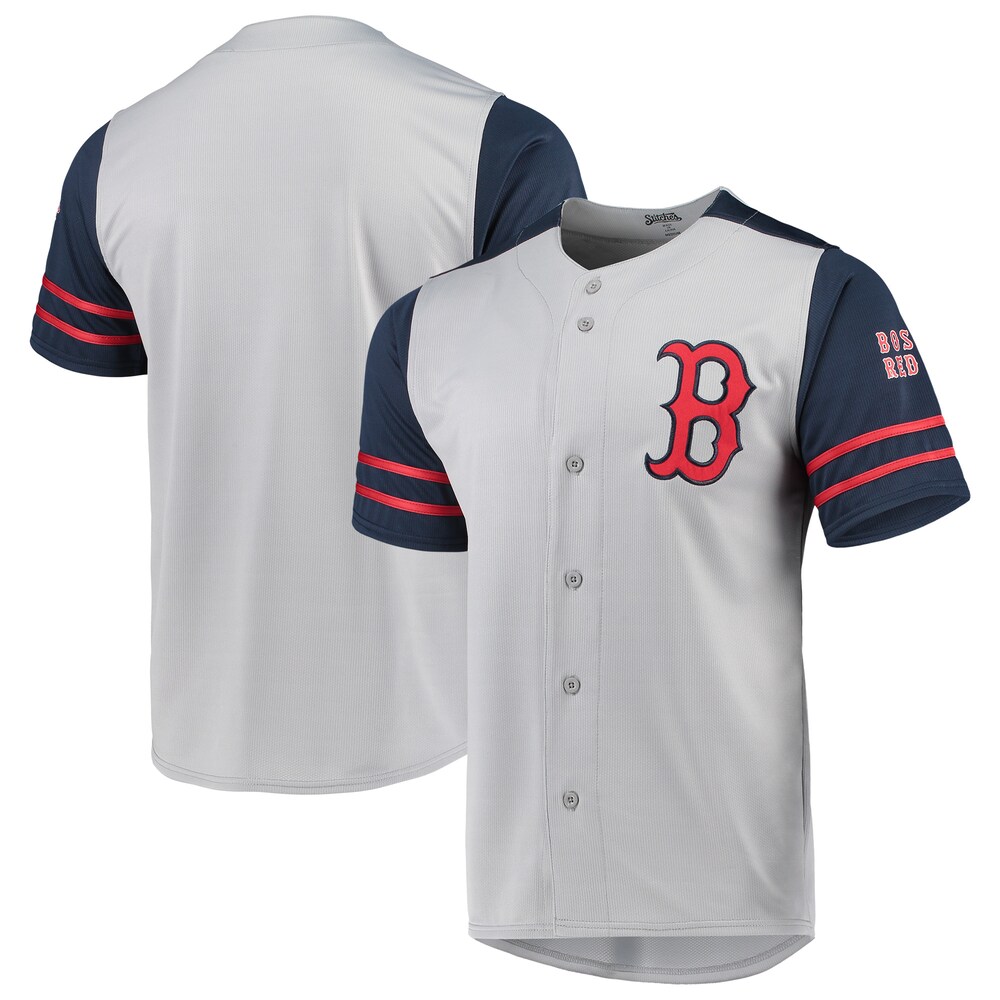 Boston Red Sox Stitches Button-up Jersey - Gray/navy