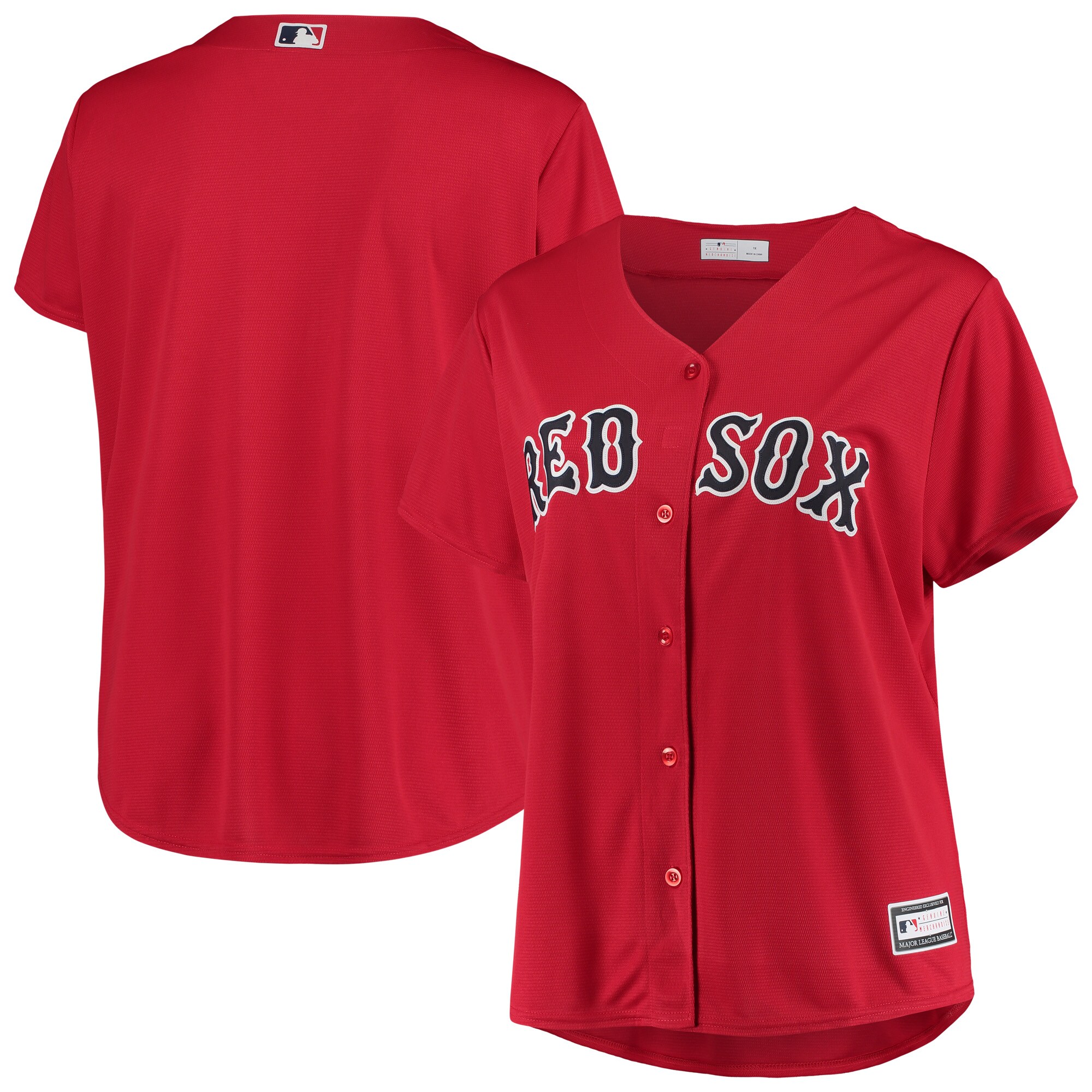 Alternative view of Boston Red Sox Women’s Plus Size Alternate Replica Team Jersey – Red