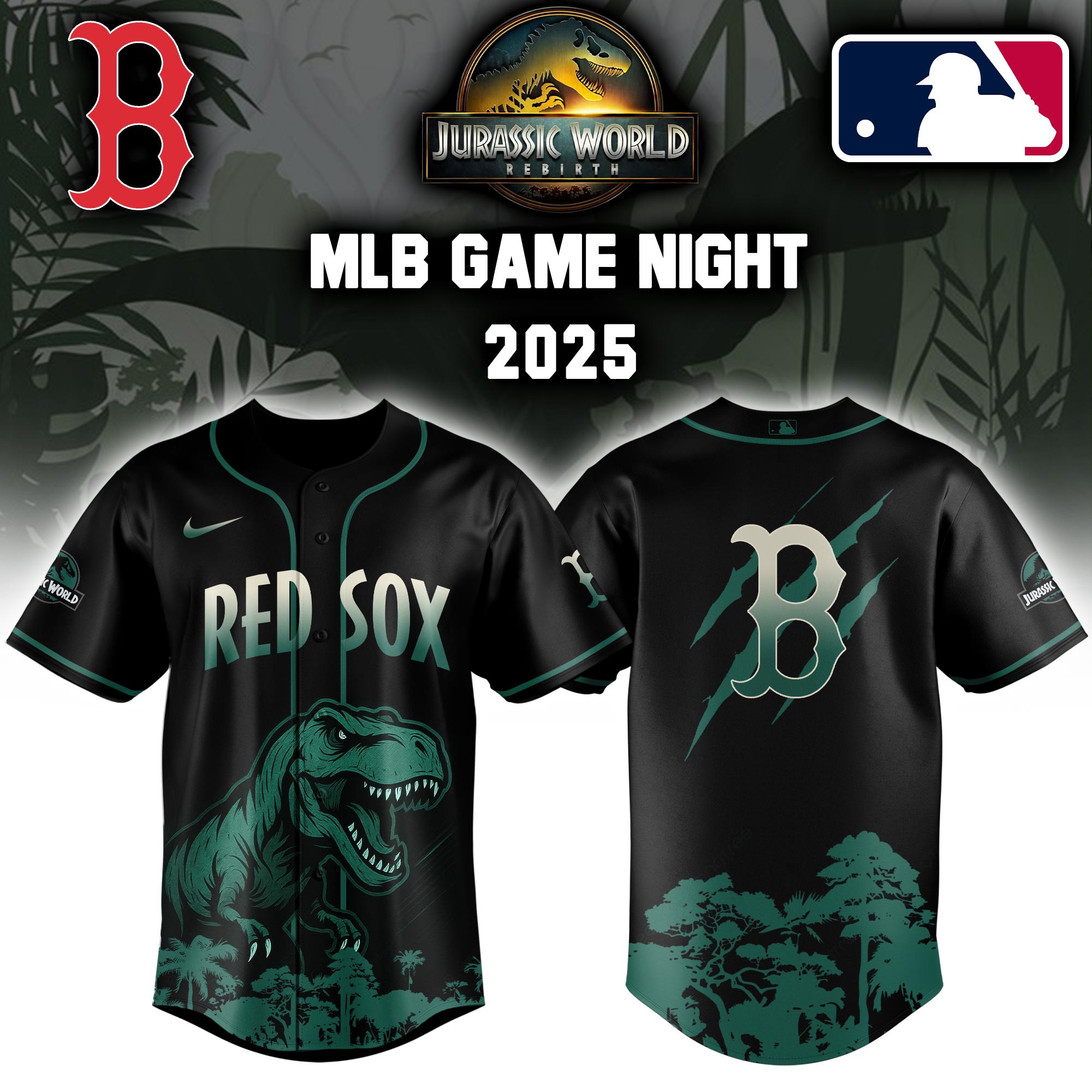 Boston Red Sox X Mlb Jurassic World Baseball Jersey