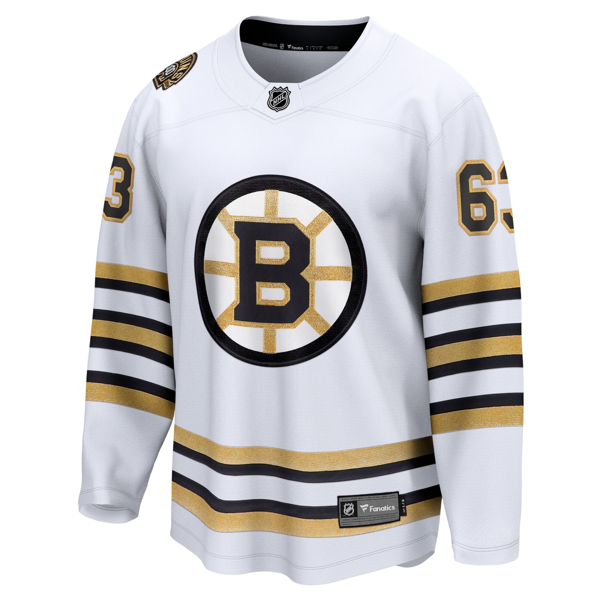 Alternative view of Brad Marchand 63 Boston Bruins 100th Anniversary Breakaway Jersey - White - JS756 