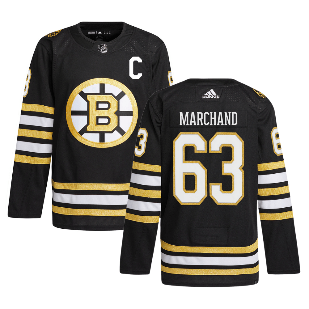 Brad Marchand 63 Boston Bruins 100th Anniversary Primegreen Home Men Jersey - Black - JS971 
