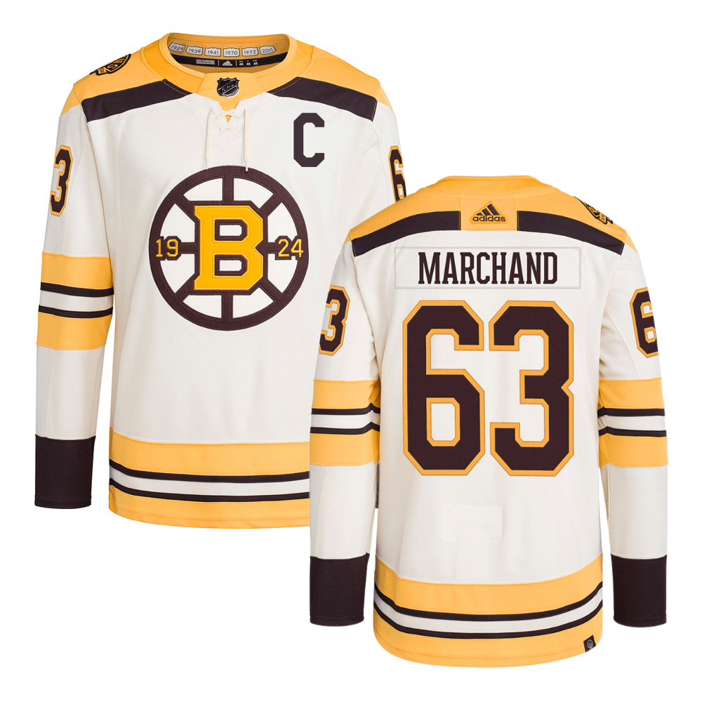 Brad Marchand 63 Boston Bruins 100th Anniversary Primegreen Third Men Jersey - Cream - JS576 