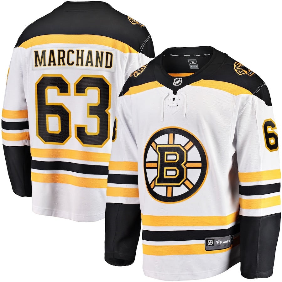 Brad Marchand 63 Boston Bruins Away Breakaway Jersey - Men, White - JS760 