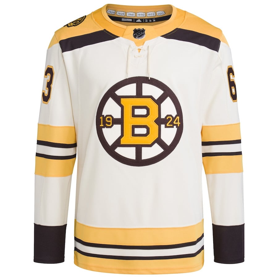 Alternative view of Brad Marchand 63 Boston Bruins Primegreen Men Jersey - Cream - JS232 