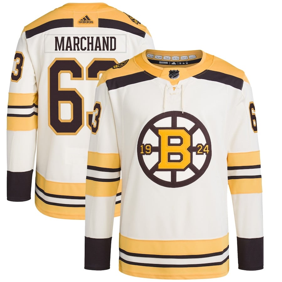 Brad Marchand 63 Boston Bruins Primegreen Men Jersey - Cream - JS232 