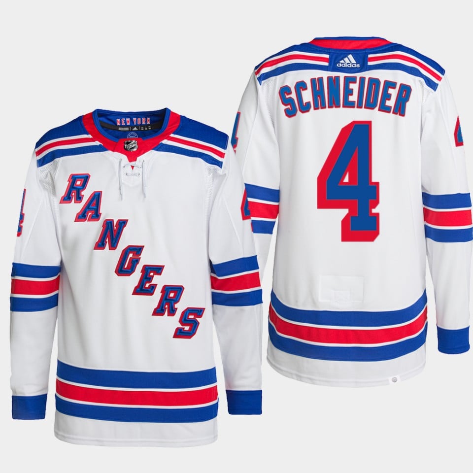 Alternative view of Braden Schneider 4 New York Rangers Away Breakaway Men Jersey - White - JS973 