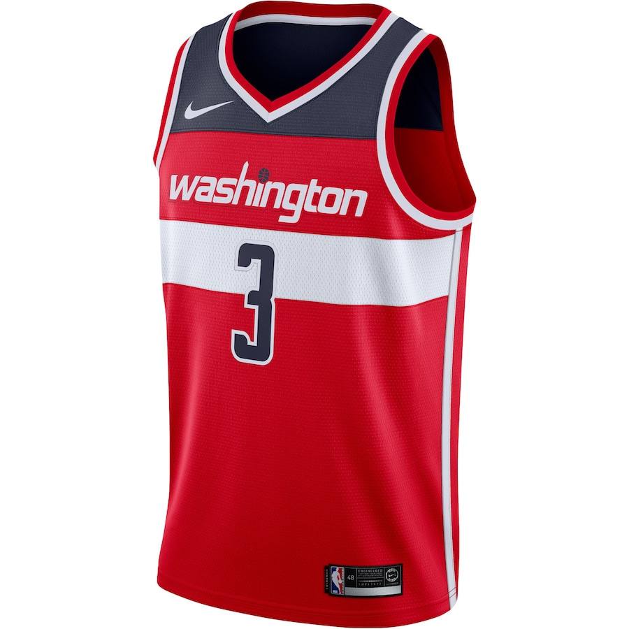 Alternative view of Bradley Beal 3 Washington Wizards Unisex Swingman Jersey - Icon Edition - Red - JS883 