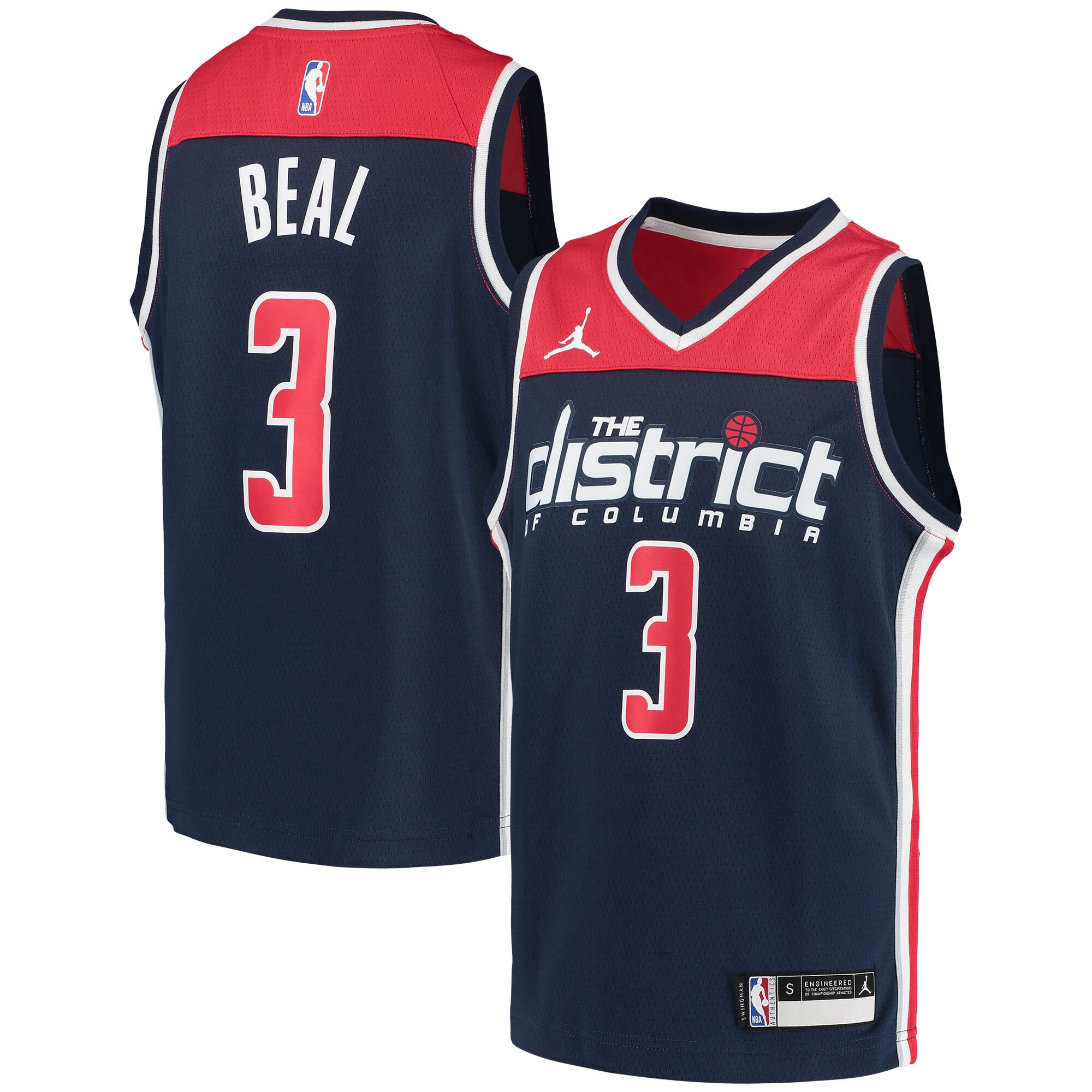 Alternative view of Bradley Beal Washington Wizards Jordan Brand Youth 2020/21 Swingman Player Jersey - Statement Edition - Navy