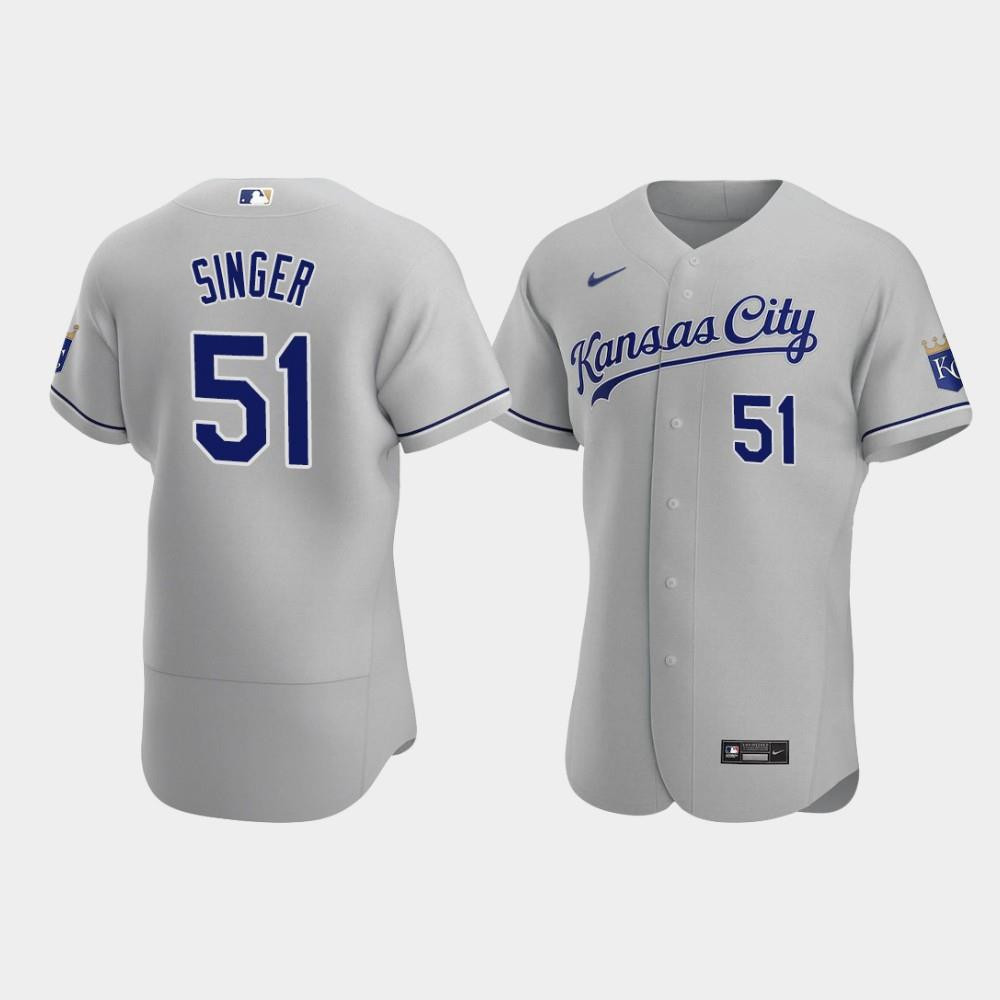Brady Singer 51 Kansas City Royals Gray Road Jersey Jersey 