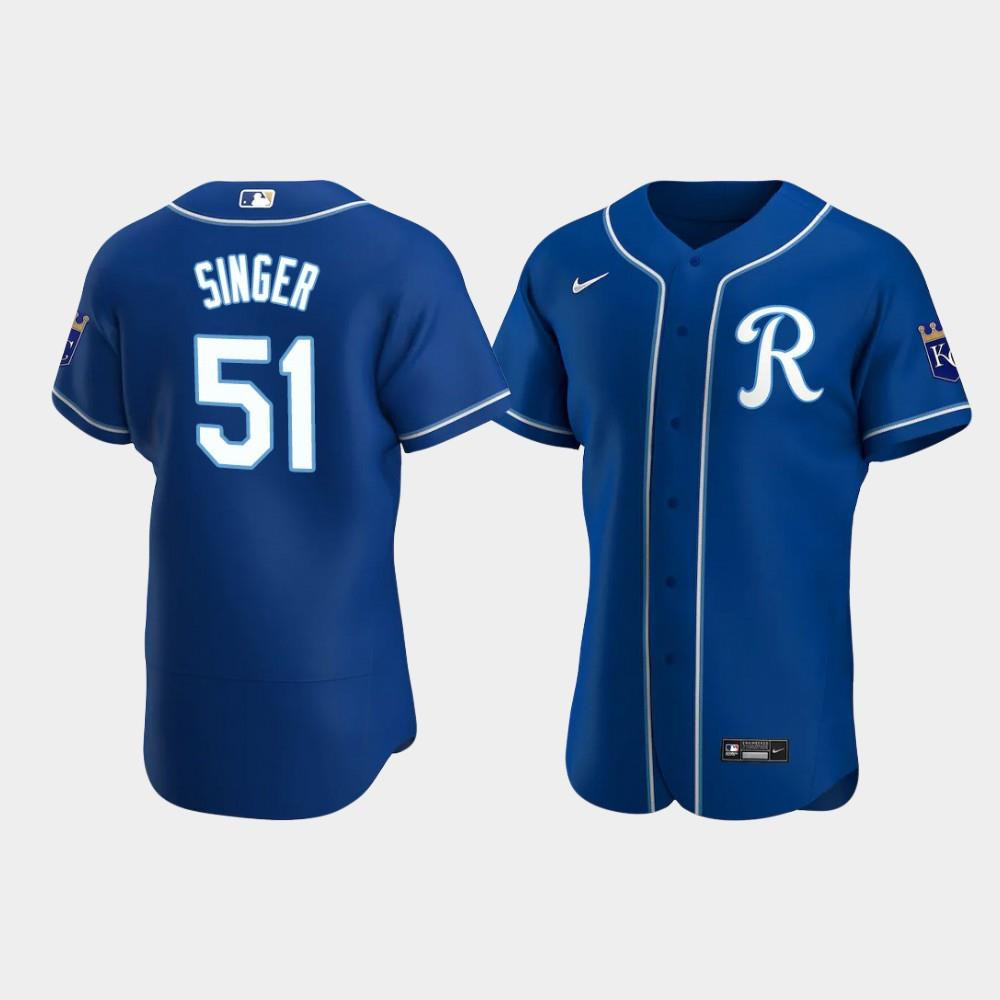 Brady Singer 51 Kansas City Royals Team Logo Royal Alternate Jersey Jersey 