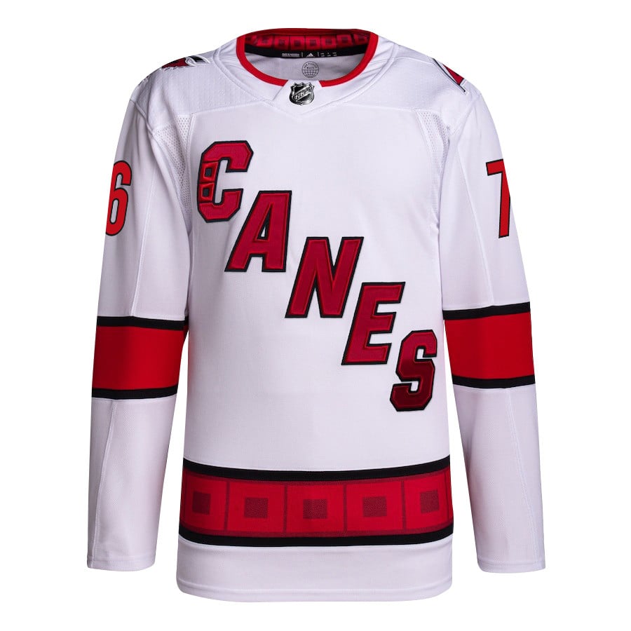 Alternative view of Brady Skjei 76 Carolina Hurricanes Away Primegreen Jersey - Men, White - JS340 