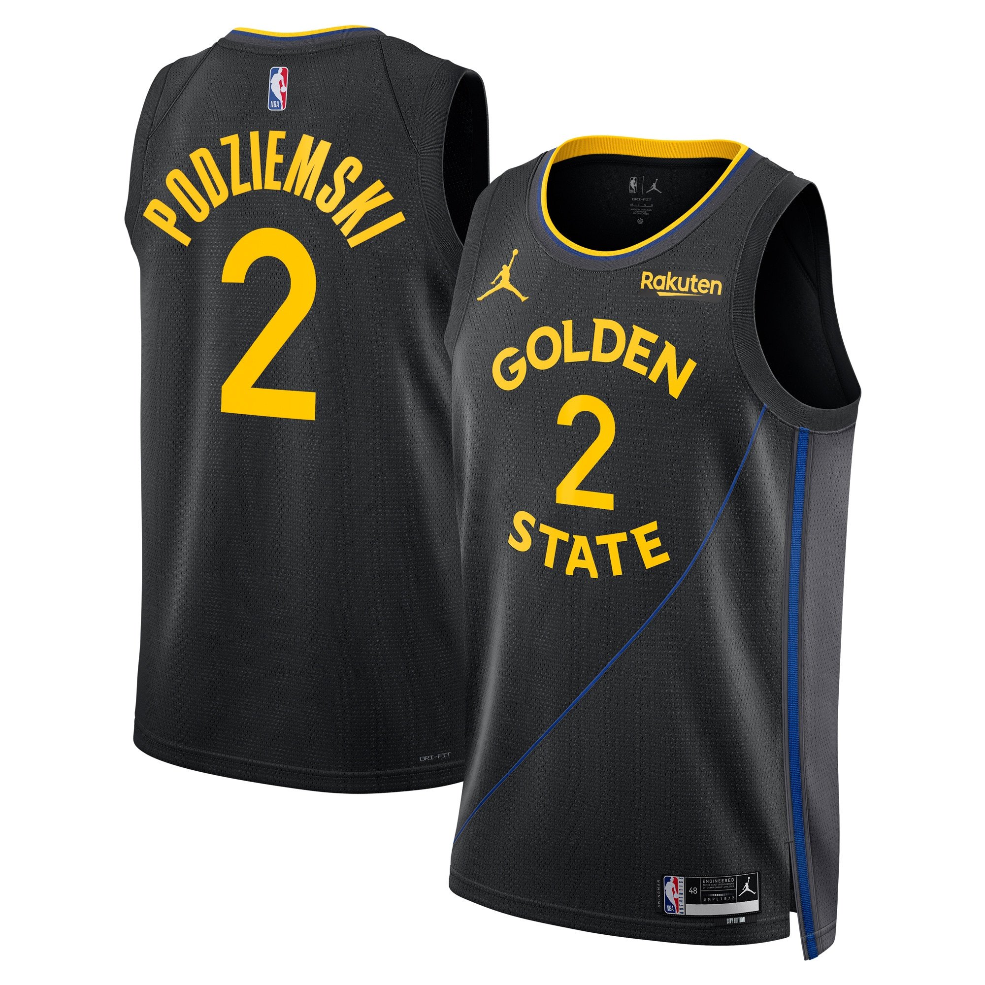 Brandin Podziemski 2 Golden State Warriors Unisex 2024/25 Swingman Jersey - Statement Edition - Black - JS280 