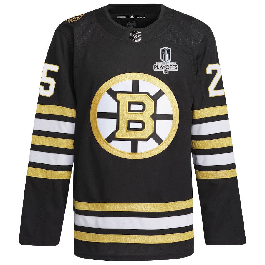 Alternative view of Brandon Carlo 25 Boston Bruins 2024 NHL Playoffs Patch Home Jersey - Men, Black - JS841 