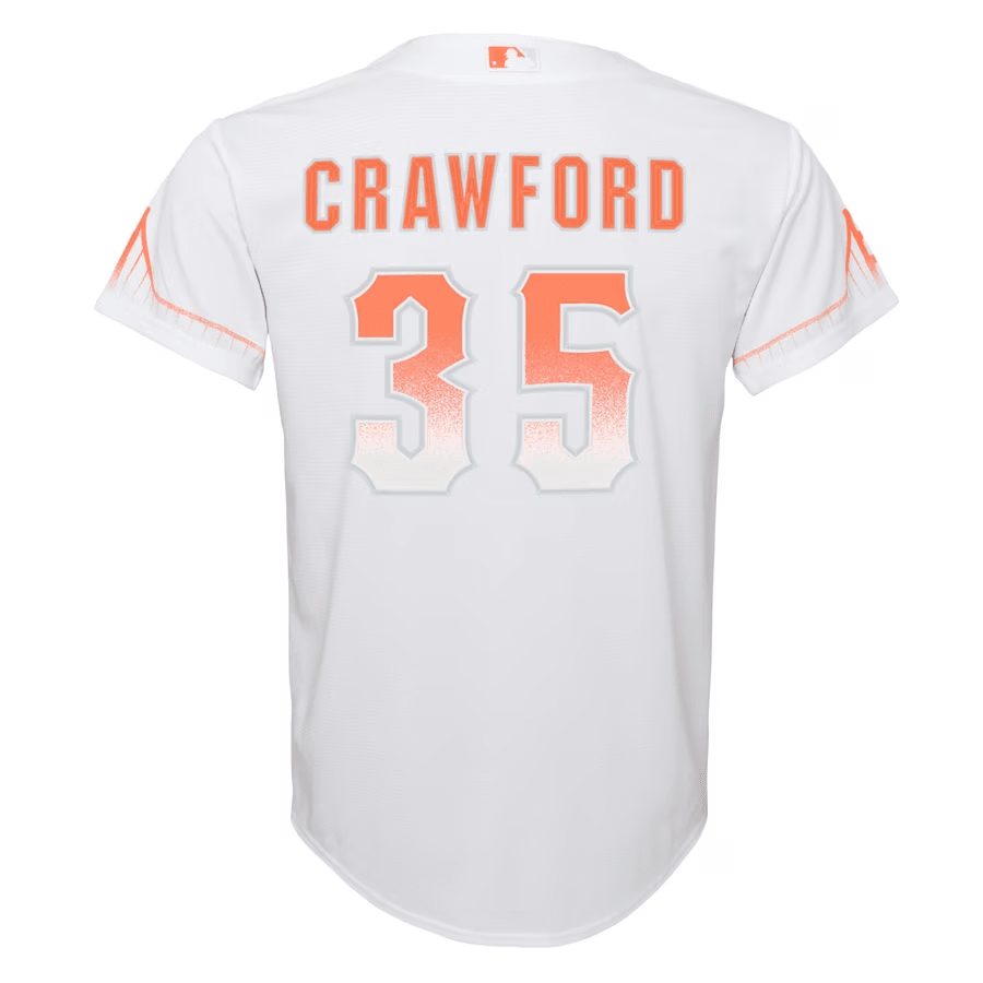 Alternative view of Brandon Crawford 35 San Francisco Giants Youth City Connect Jersey - White 
