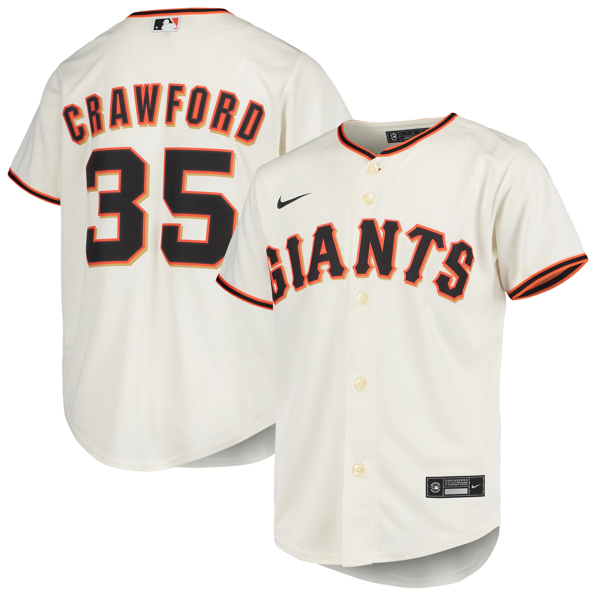 Brandon Crawford San Francisco Giants Youth Alternate Replica Player Jersey - Cream