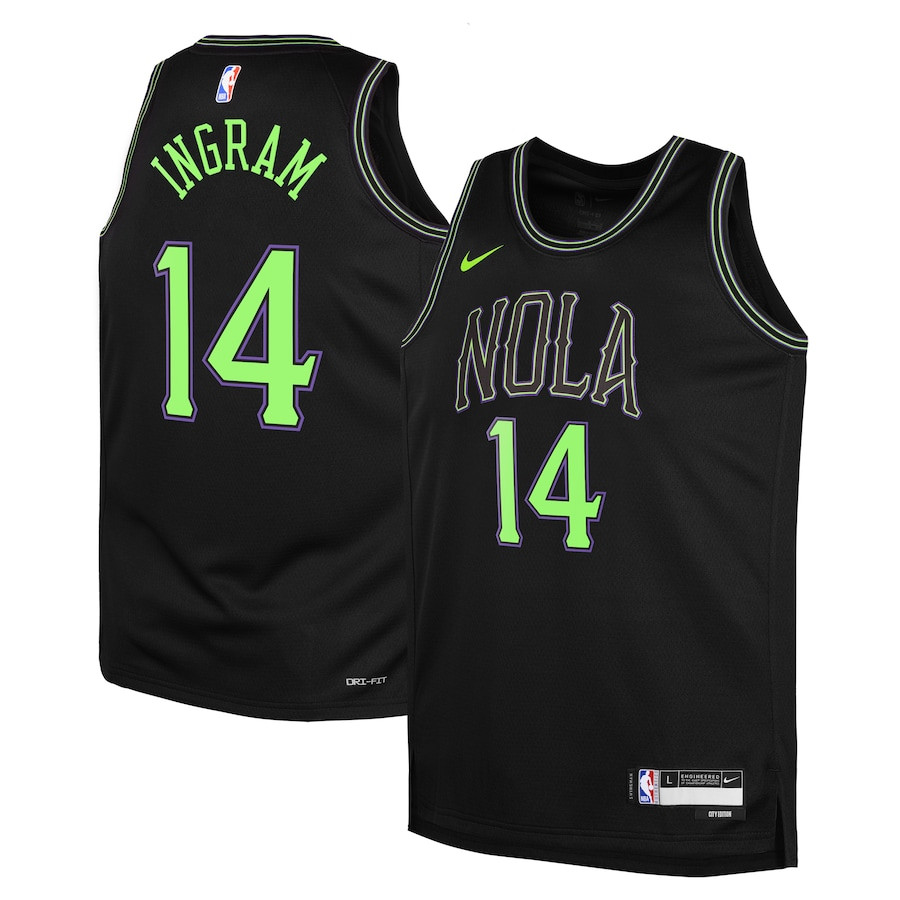 Brandon Ingram 14 New Orleans Pelicans 2023/24 City Edition Swingman YOUTH Jersey - Black - JS201 