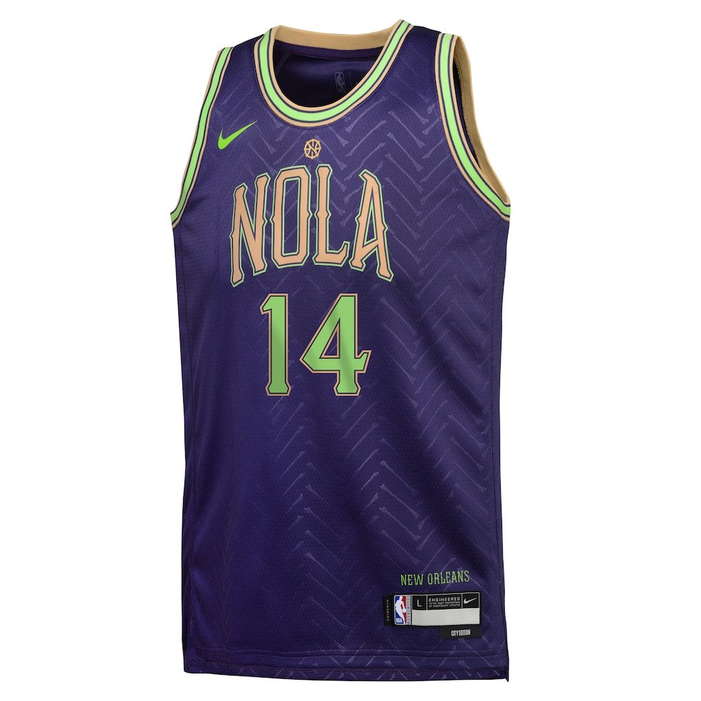 Alternative view of Brandon Ingram 14 New Orleans Pelicans 2024/25 Swingman Player YOUTH Jersey - City Edition - Purple - JS492 
