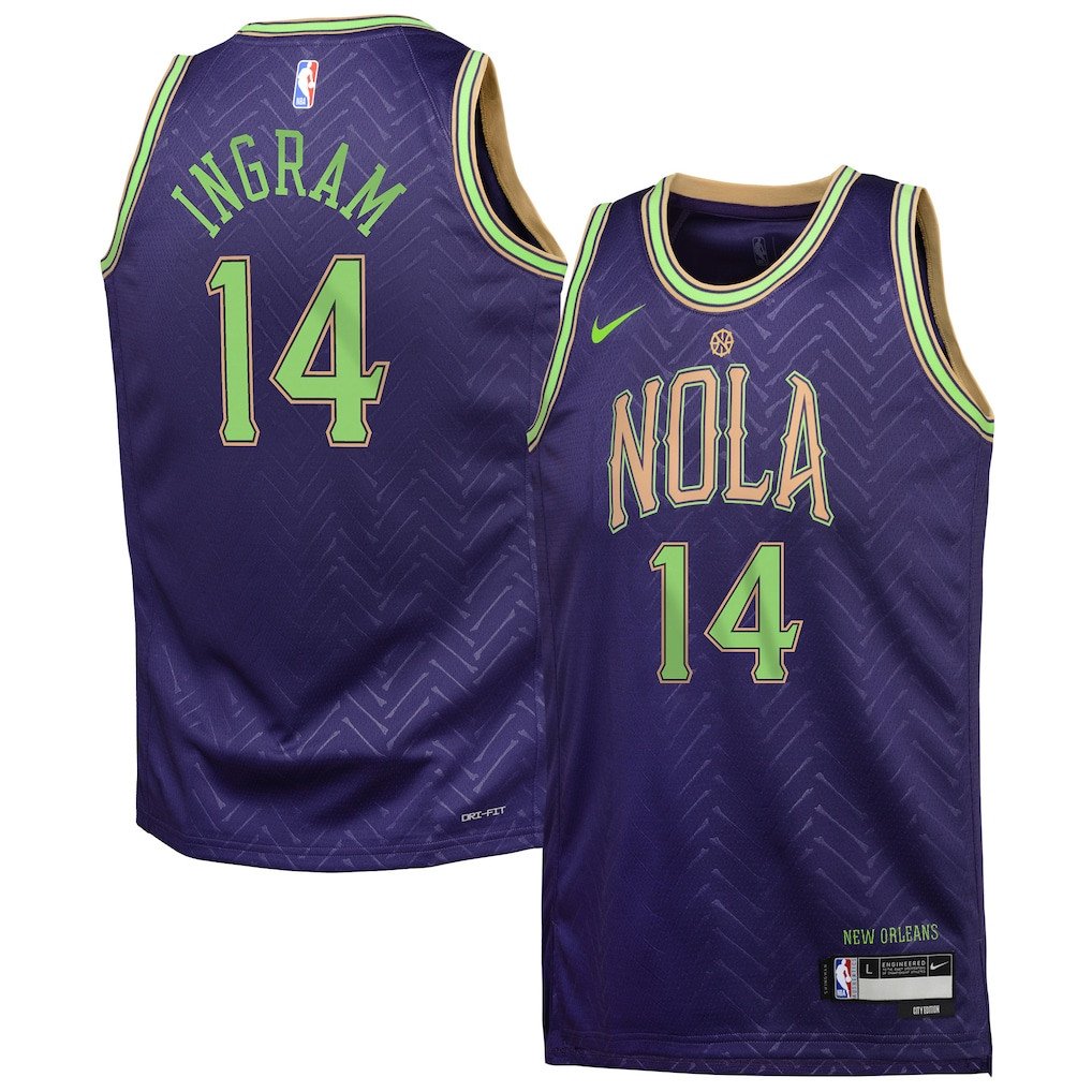 Brandon Ingram 14 New Orleans Pelicans 2024/25 Swingman Player YOUTH Jersey - City Edition - Purple - JS492 