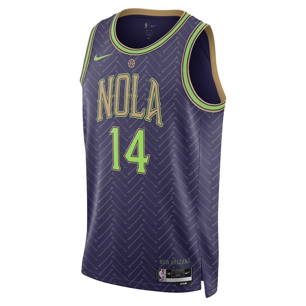Alternative view of Brandon Ingram 14 New Orleans Pelicans Unisex 2024/25 Swingman Player Jersey - City Edition - Purple - JS769 