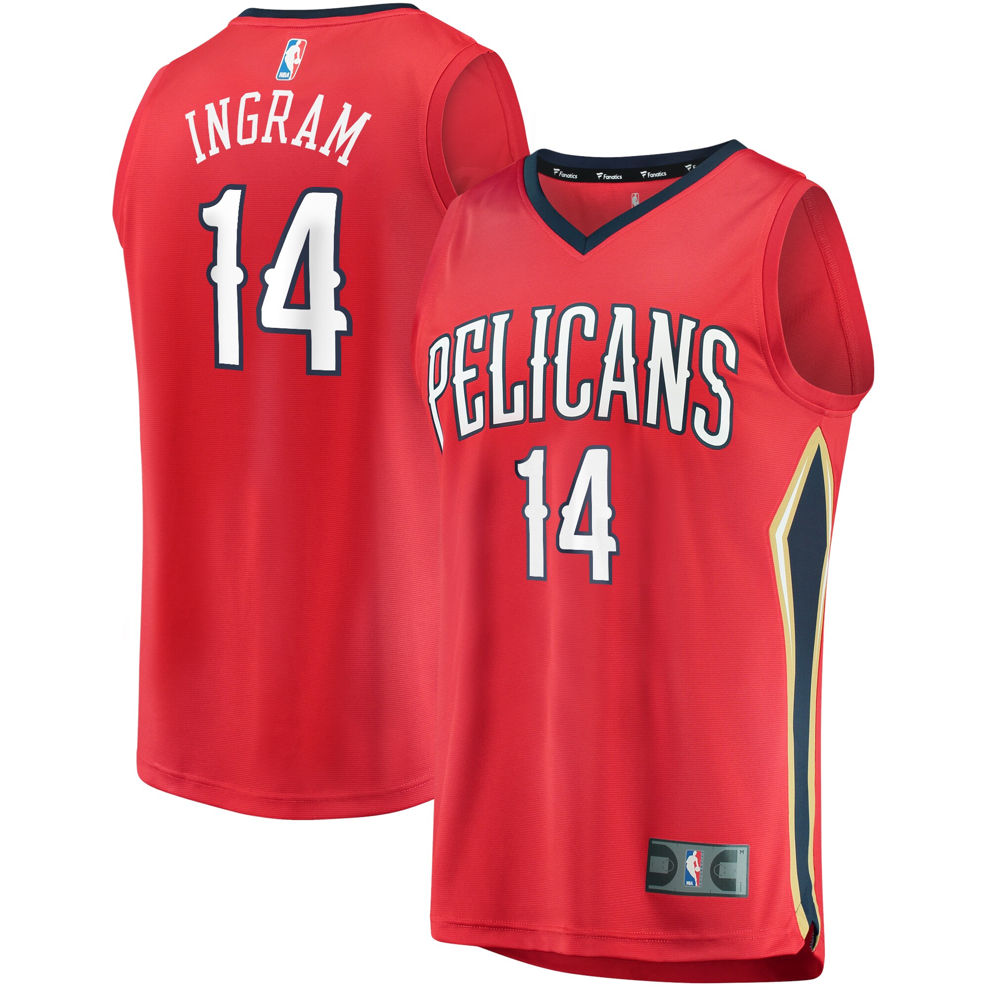 Alternative view of Brandon Ingram New Orleans Pelicans Fanatics Branded Youth 2021/22 Fast Break Replica Player Jersey Red - Statement Edition