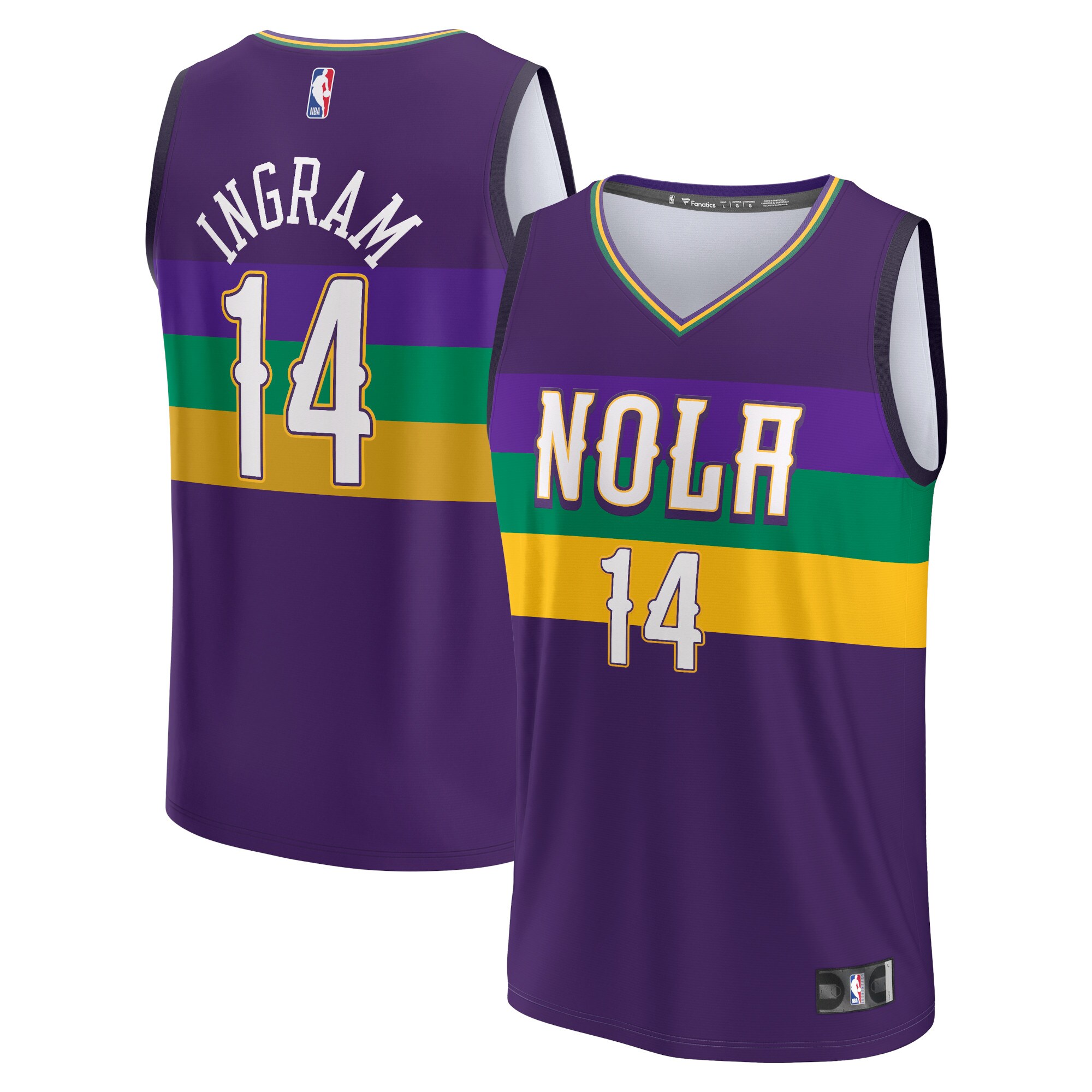 Alternative view of Brandon Ingram New Orleans Pelicans Fanatics Branded Youth 2022/23 Fastbreak Jersey - City Edition - Purple