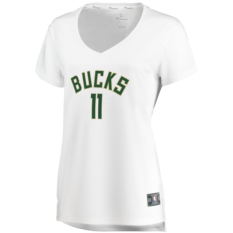 Alternative view of Brandon Jennings Milwaukee Bucks Fanatics Branded Women's Fast Break Replica Jersey White - Association Edition