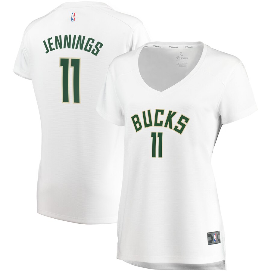 Brandon Jennings Milwaukee Bucks Fanatics Branded Women's Fast Break Replica Jersey White - Association Edition