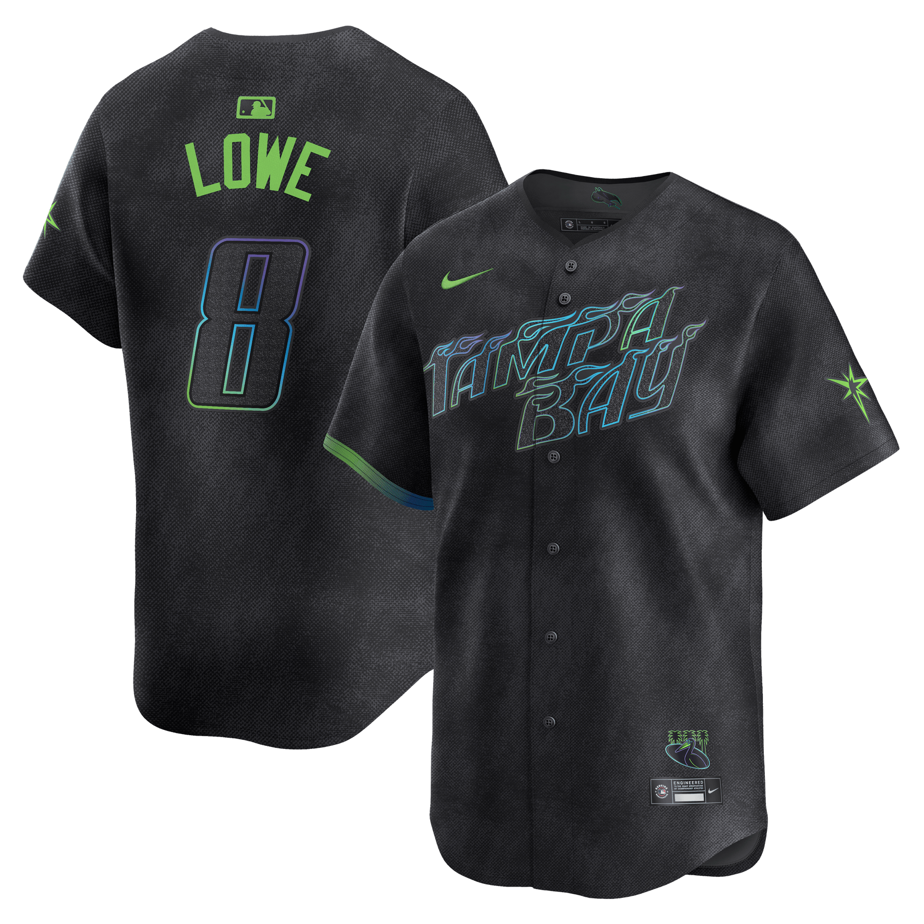 Brandon Lowe 8 Tampa Bay Rays 2024 City Connect Limited Men Jersey - Charcoal - JS250 