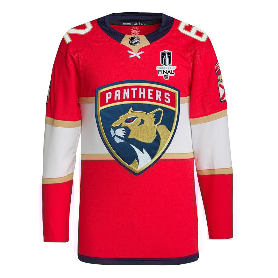 Alternative view of Brandon Montour 62 Florida Panthers 2024 STANLEY CUP Final Home Breakaway Jersey - Men, Red - JS406 