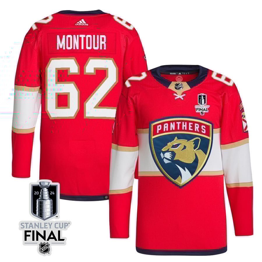 Brandon Montour 62 Florida Panthers 2024 STANLEY CUP Final Home Breakaway Jersey - Men, Red - JS406 