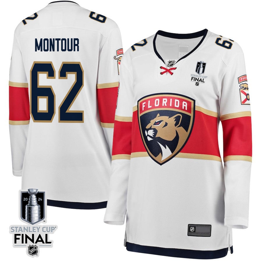 Brandon Montour 62 Florida Panthers 2024 STANLEY CUP Final Women's Away Breakaway Jersey - White - JS181 