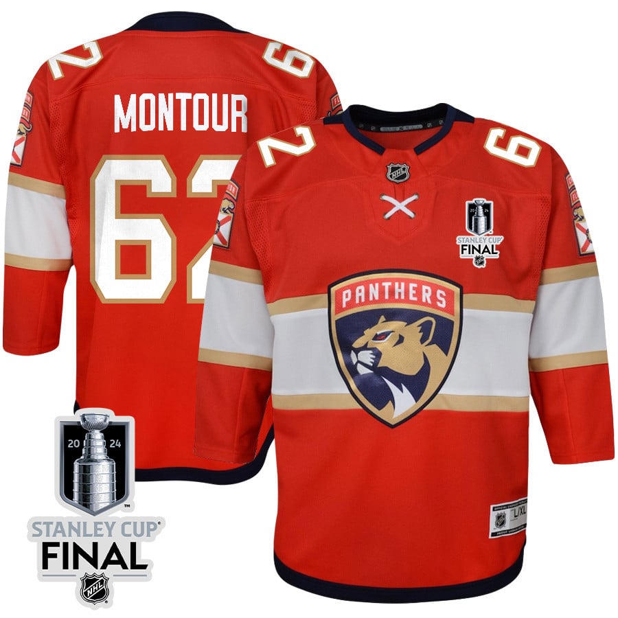 Brandon Montour 62 Florida Panthers 2024 STANLEY CUP Final Youth Home Breakaway Jersey - Red - JS833 