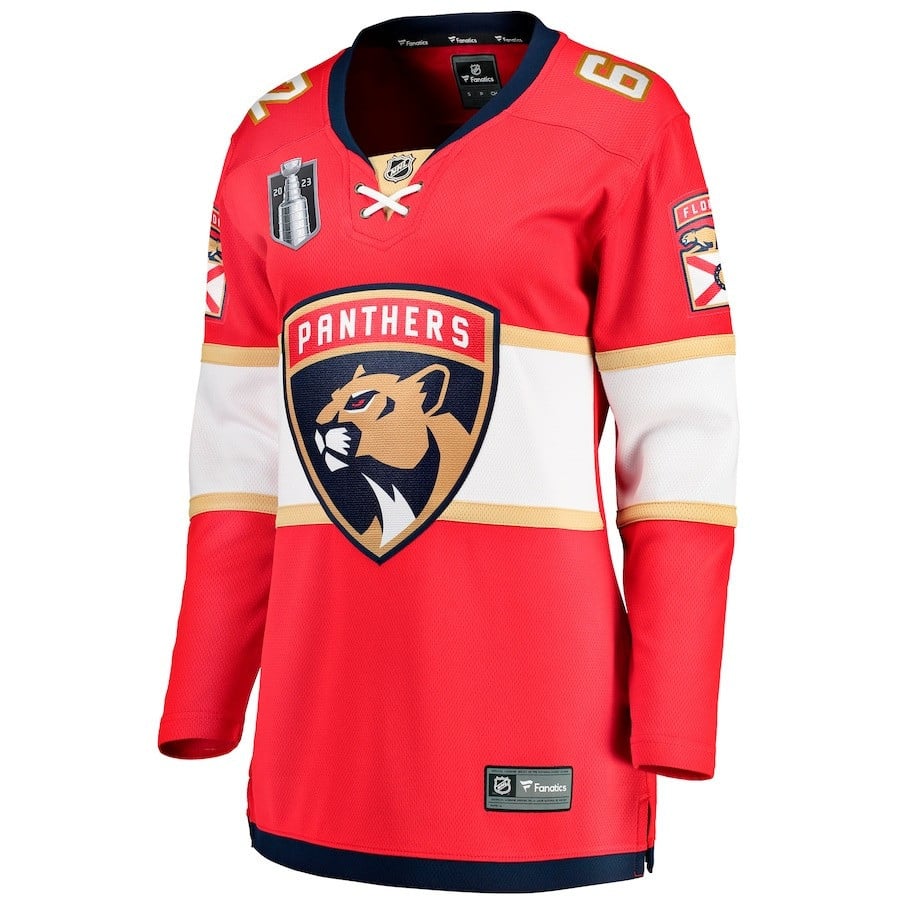 Alternative view of Brandon Montour 62 Florida Panthers Women's 2023 Stanley Cup Final Home Breakaway Player Jersey - Red - JS315 