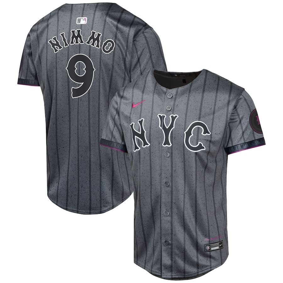 Brandon Nimmo 9 New York Mets 2024 City Connect Limited YOUTH Jersey - Graphite 