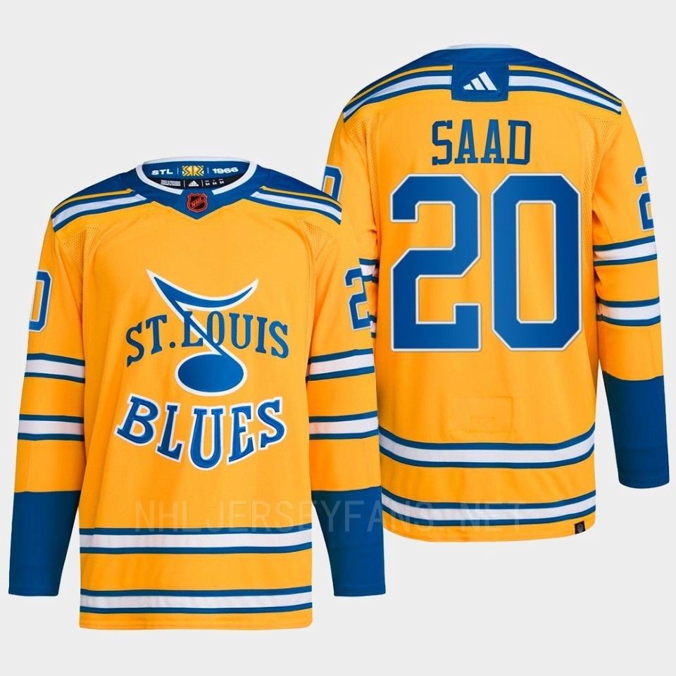 Brandon Saad 20 Reverse Retro 2.0 2022 St. Louis Blues Yellow Jersey Primegreen - JS716 
