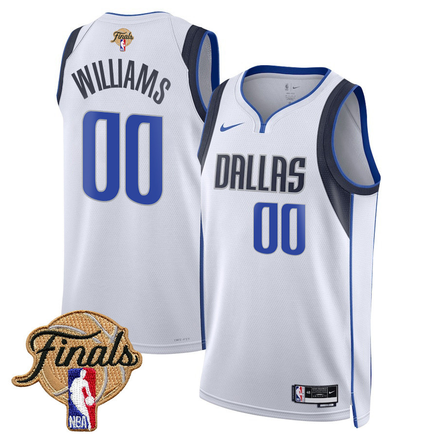 Brandon Williams 00 Dallas Mavericks 2024 FINALS PATCH Swingman Jersey - Association Edition - White - JS675 