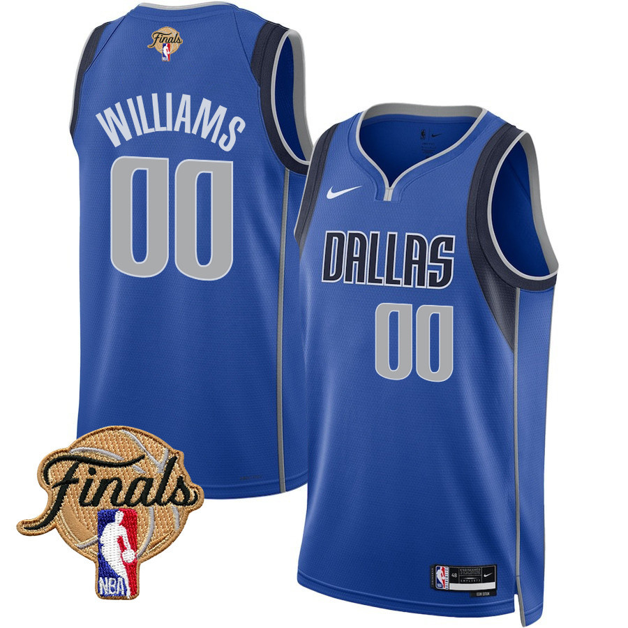 Brandon Williams 00 Dallas Mavericks 2024 FINALS PATCH Swingman Jersey - Icon Edition - Blue - JS497 