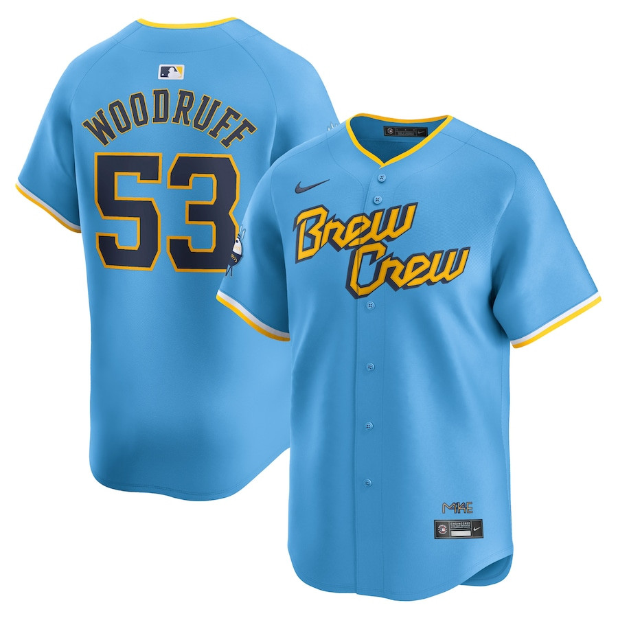 Brandon Woodruff 53 Milwaukee Brewers City Connect Limited Men Jersey - Powder Blue 