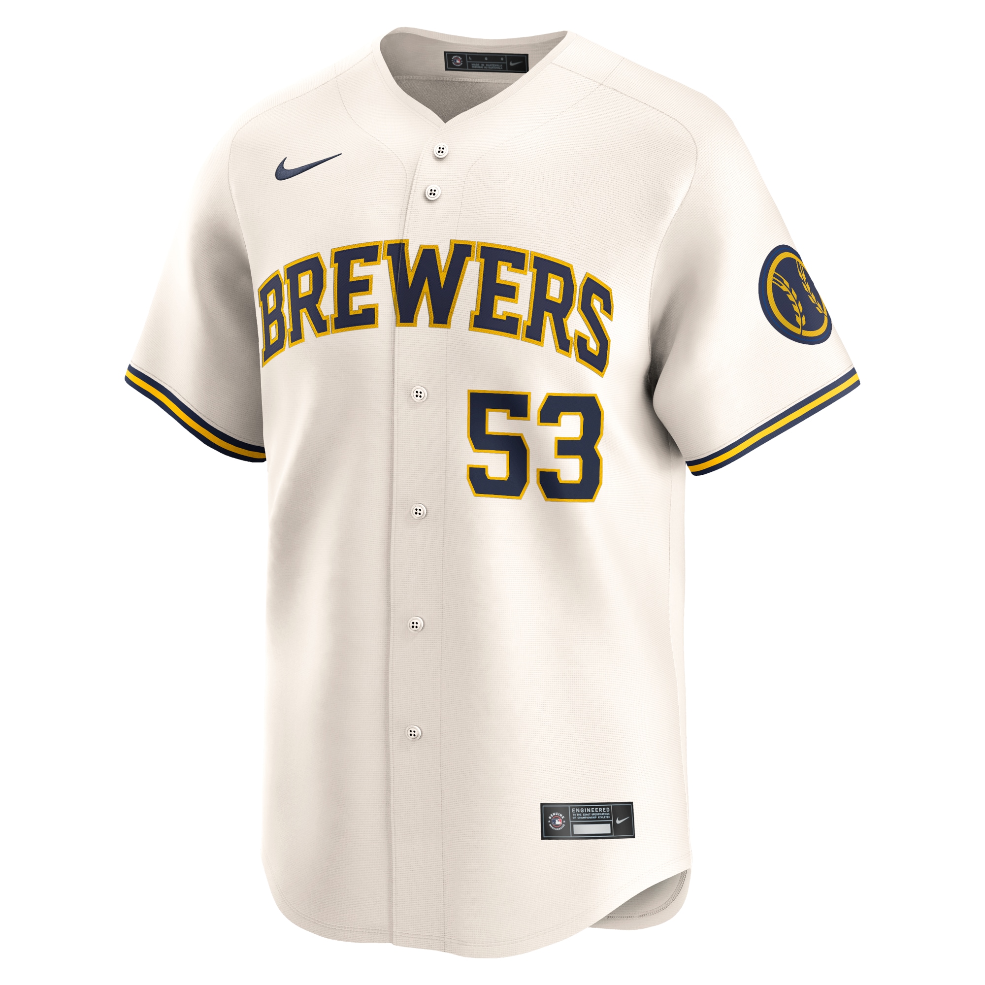 Alternative view of Brandon Woodruff Milwaukee Brewers Home Limited Player Jersey - Cream