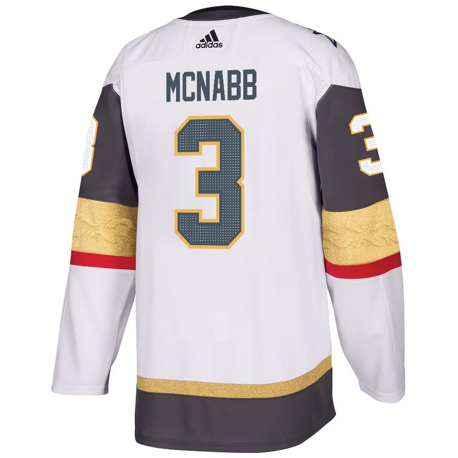Alternative view of Brayden McNabb 3 Vegas Golden Knights Stanley Cup 2023 Champions Patch Away Breakaway Men Jersey - White - JS413 