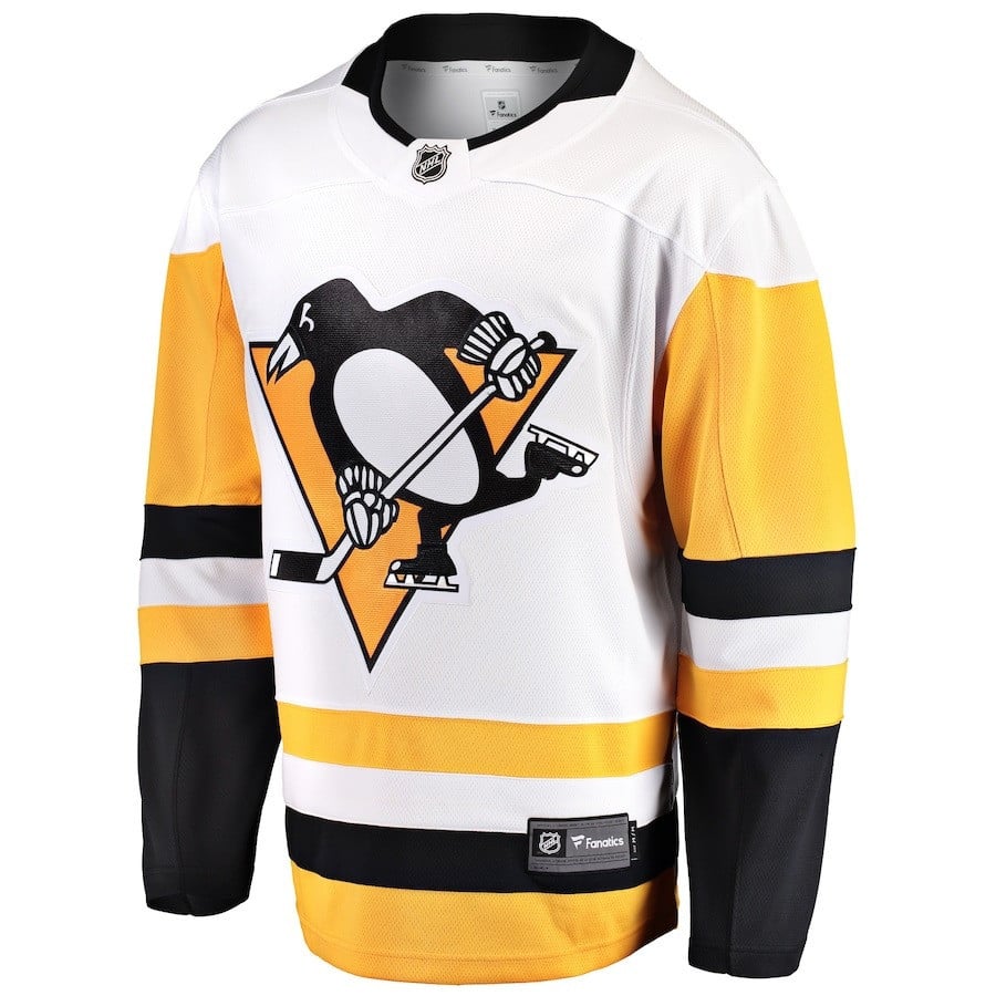 Alternative view of Brayden Yager #29 Pittsburgh Penguins 2023 Draft Away Men Jersey - White/Yellow - JS380 